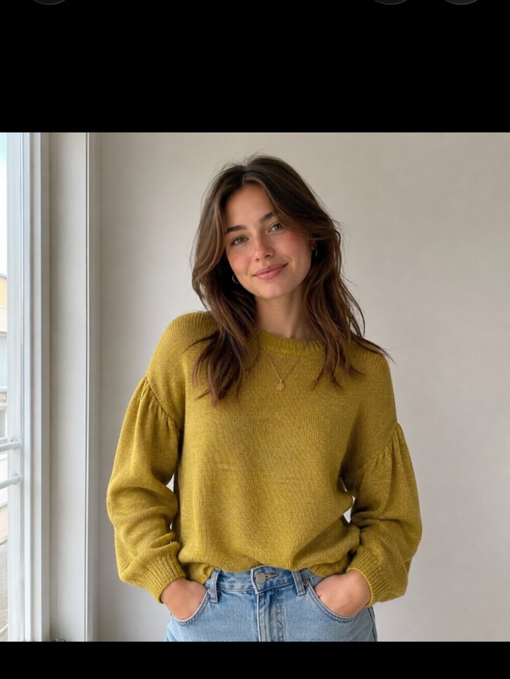 NWT Mustard Seed Yellow Gold Dropped Sleeve Sweater-Size Medium